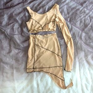 Mesh Asymmetrical Two Piece Set